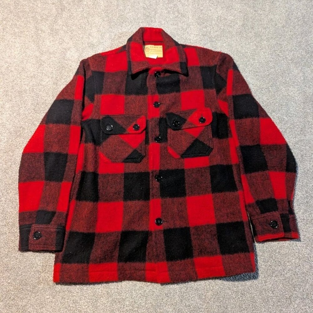 Bemidji Woolen Mills Flannel Shirt Mens Medium Vintage Wool Blend Plaid 1950s M